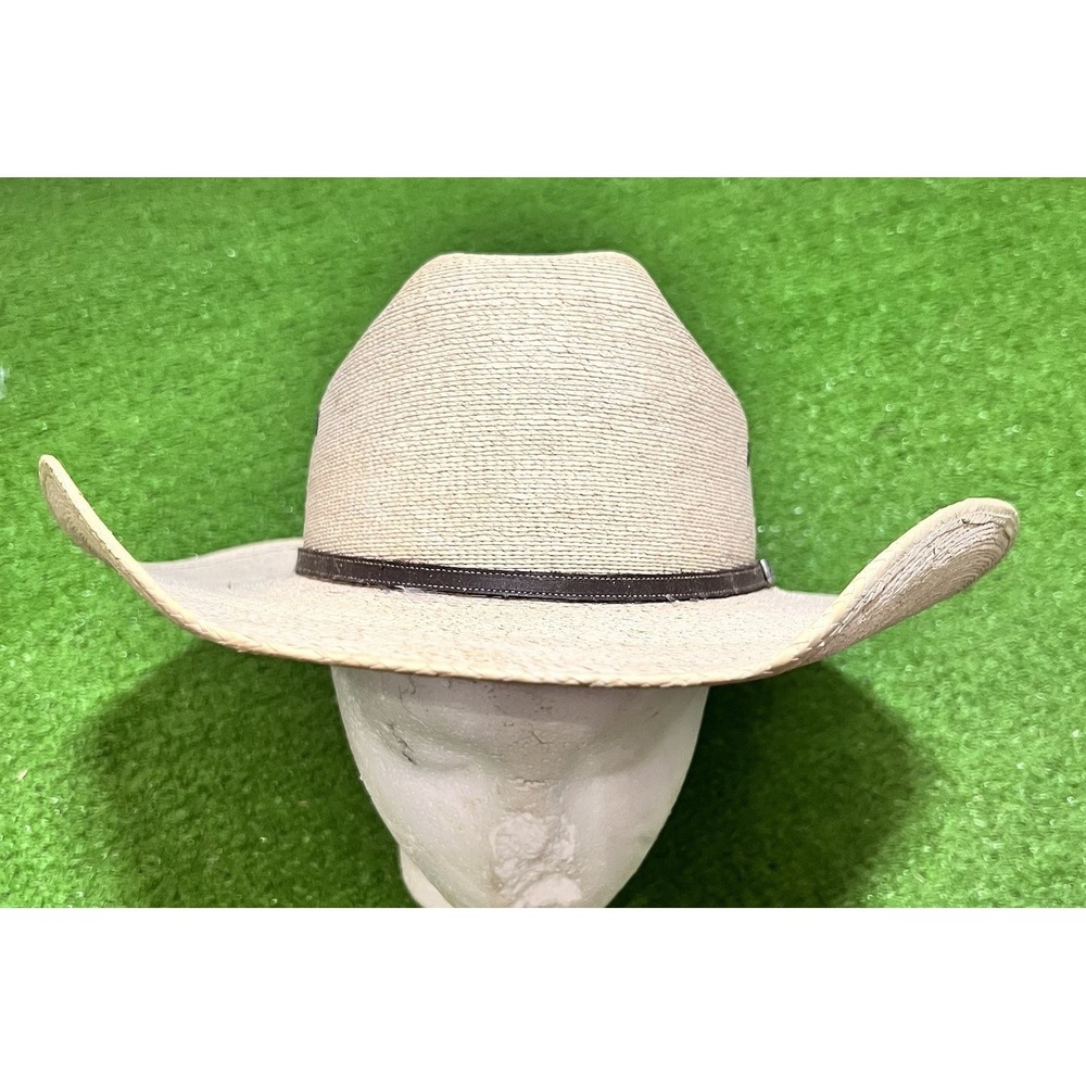 Vintage Atwood Cowboy Hat 7 1/4 7X Hereford Low Crown Lng Oval Leather Logo Band